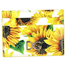 D&G Sunflower Print Cardholder in Yellow Leather - Dolce & Gabbana