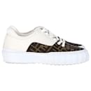 Fendi Tobacco Zucca Force Low Top Sneakers in White Leather