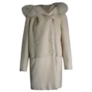 Max Mara Vicky Double-Breasted Coat in White Alpaca Blend