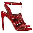 Alaïa Mirror-Embellished Sandals in Red Suede