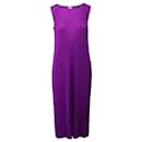 Pleats Please Issey Miyake Robe midi plissée à col rond en polyester violet