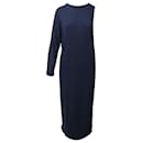The Row One Shoulder Dress in Navy Blue Wool - The row