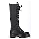 Gianvito Rossi Martis Tall Lace-Up Combat Boots in Black Leather