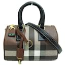 Burberry Check Canvas & Leather Mini Bowling Bag Canvas Handbag 8069663A9011 in Excellent condition