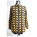 Camiseta blusa de seda vintage barroca dorada de mujer de Gianni Versace Istante.