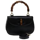 GUCCI Bamboo Hand Bag Leather 2way Black 000 01 0633 Auth hk1128 - Gucci