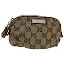 GUCCI GG Canvas Bamboo Pouch Beige 246174 Auth yk11167 - Gucci