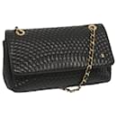BALLY Quilted Chain Shoulder Bag Leather Black Auth yk11197 - Bally