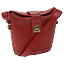 CELINE Shoulder Bag Leather Red Auth 68032 - Céline