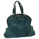 SAINT LAURENT Hand Bag Leather Blue 153959 Auth hk1149 - Saint Laurent