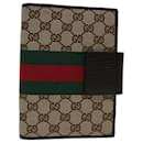 GUCCI GG Canvas Web Sherry Line Day Planner Cover Beige Red 115241 Auth yk11036 - Gucci