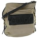 Chloe Harley Shoulder Bag Canvas Leather Beige Black Auth 67269 - Chloé