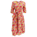 Vestido midi de algodón con cintura anudada y estampado floral multicolor de Fatto In Italia - Autre Marque