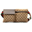 Brown Gucci GG Canvas Web lined Pocket Belt Bag
