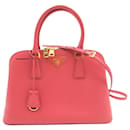 Bolso satchel pequeño Saffiano Lux Promenade de Prada en rosa