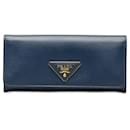 Blaue Prada-Geldbörse mit Klappe aus Saffiano-Leder