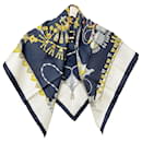 Blue Hermes Printed Silk Scarf Scarves - Hermès