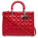 Borsa Lady Dior grande in vernice Cannage rossa Dior