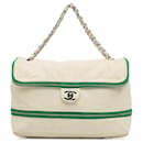 White Chanel Perforated Expandable Shoulder Bag