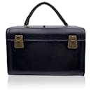Valise de train de voyage en cuir noir vintage Beauty Vanity Bag - Autre Marque