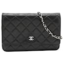 Schwarzes Lammfell 2014 Brieftasche an der Kette - Chanel
