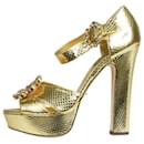 Tacones de plataforma con adornos de piel de serpiente dorada - talla UE 38 - Dolce & Gabbana