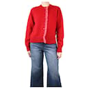Roter Woll-Cardigan mit Rüschenbesatz – Größe M - Autre Marque