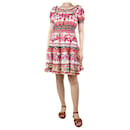 Multicoloured off-shoulder floral printed linen mini dress - size UK 8 - Luisa Cerano