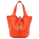 Hermes Orange Taurillon Clemence Picotin Lock 18 - Hermès