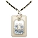 Chanel White Crystal Embellished Resin Card Case Pendant Necklace
