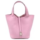 Hermes Pink Clemence Picotin Lock MM - Hermès