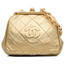 Chanel Gold CC Lambskin Kiss Lock Frame Bag