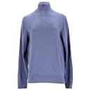 Tommy Hilfiger Mens Organic Cotton Blend Zipped Neck Jumper in Teal Cotton