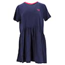 Tommy Hilfiger Damen T-Shirt-Kleid mit kontrastierendem Ausschnitt aus marineblauer Baumwolle