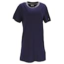 Tommy Hilfiger Womens Organic Cotton Logo Neck T Shirt Dress in Blue Cotton