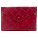 CHANEL Leather Case Wallet Quilted Small Case Red - Chanel