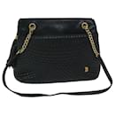 BALLY Chain Shoulder Bag Leather Black Auth yb518 - Bally