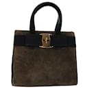 Salvatore Ferragamo Hand Bag Suede Brown Auth 68443