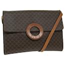 CELINE Macadam Canvas Circle Shoulder Bag PVC Leather Brown Auth fm3202 - Céline
