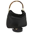 GUCCI Bamboo Hand Bag Leather 2way Black 001 3444 1638 Auth ep3605 - Gucci