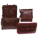 CARTIER Clutch Shoulder Bag Leather 4Set Red Auth bs12275 - Cartier