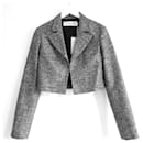 Dior x Raf Simons Resort 2015 Grey Textured Crop Blazer Jacket