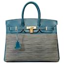 HERMES BIRKIN Tasche 35 in blauer Leinwand - 101753 - Hermès