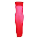 Himbeere/ Fuchsiafarbenes, plissiertes langes Kleid - Pleats Please