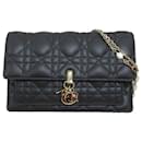Dior Black Lambskin Cannage My Dior Daily Wallet on Chain