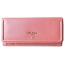 Prada Pink Saffiano Leather Long Wallet