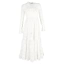 Zimmermann Prima Broderie Anglaise Midi Dress in White Polyester