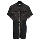 Paco Rabanne Front Zip Bodycon Mini Dress in Black Silk