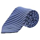 Ermenegildo Zegna Striped Pattern Necktie in Blue Silk