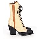 Chloe Rylee Lace Up Ankle Boots in Cream Calfskin Leather - Chloé